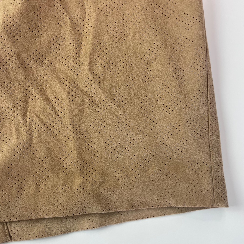 Chicos Tan Faux Suede Perforated Laser Cut Pencil Skirt Size 2 L 12 4501081336 - Picture 2 of 9